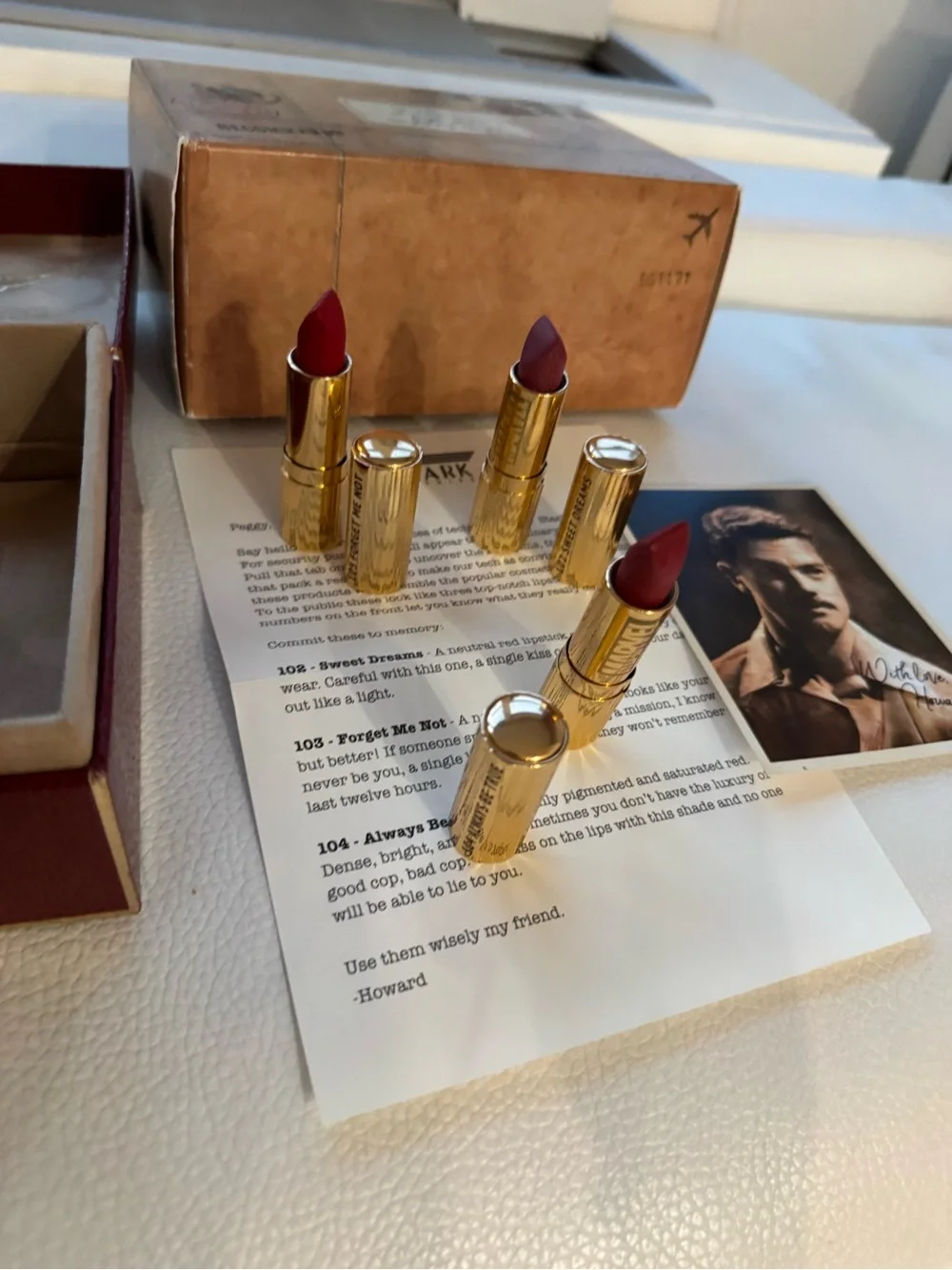 Besame Agent Carter Rare and Collectible Box set with card and three lipsticks